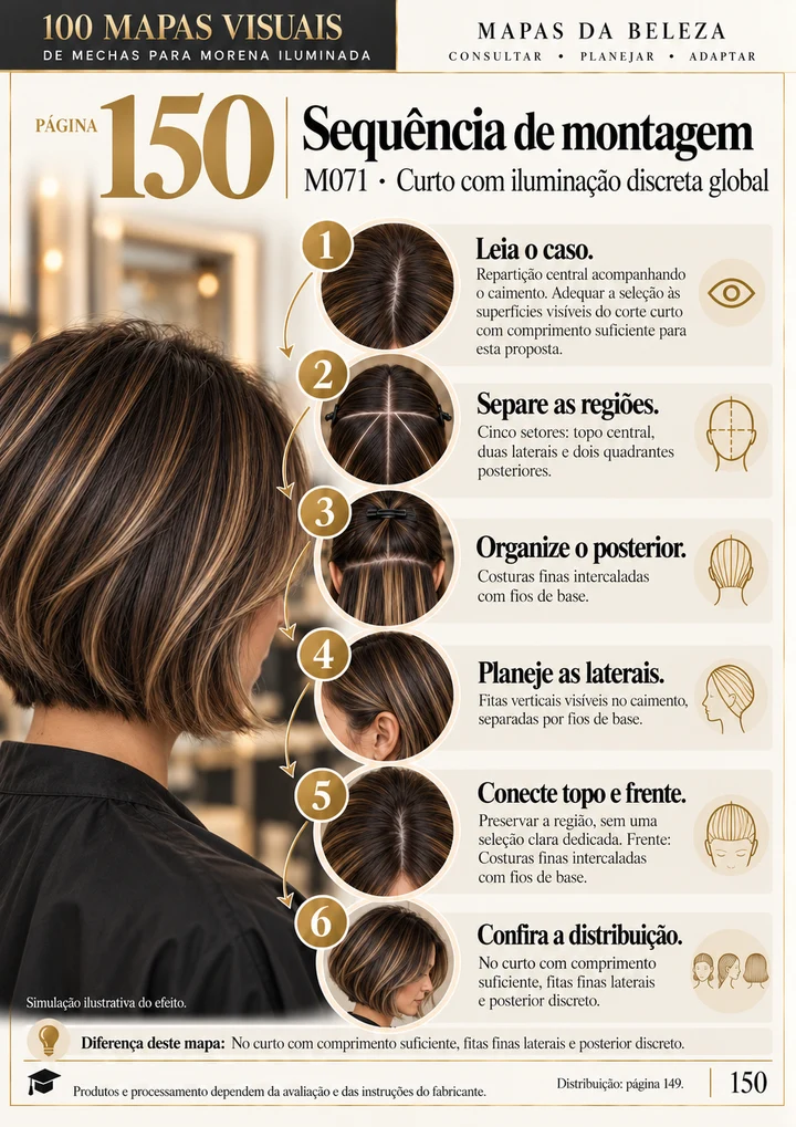 Mapa M071: sequência de montagem em cabelo curto